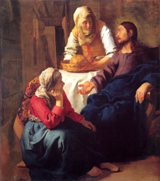 マリアとマルタの家のキリスト バロック様式 ヨハネス・フェルメール Oil Paintings